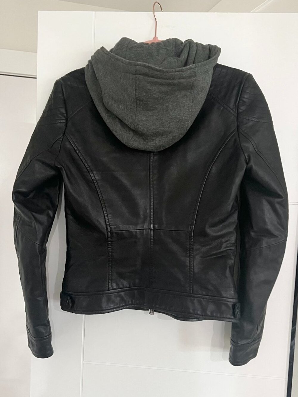 Bod & Christensen Premium Label Leather Moto Jacket with Hooded Dickie - Picture 8 of 10